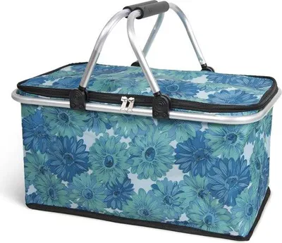 Immagine prodotto di Cestino da picnic compatto, blu con motivi floreali, 33 litri, per 4 persone