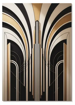Produktbild von POSTER - 59x84 cm (A1) - Lena "Leni" Moreau - Moderne Bögen, Eleganz, Art déco, Kontrast -  Wandbild für Wohnzimmer Schlafzimmer & Flur, Modernes Poster Wanddeko, Ungerahmt