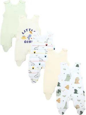 Produktbild von TupTam Baby Unisex Strampler mit Aufdruck Spruch 5er Pack, Farbe: Tiere und Dinos, Größe: 62
