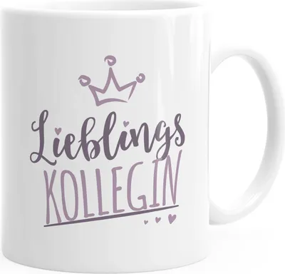 Produktbild von Kaffee-Tasse Schriftzug Lieblings - Kollegin/Nachbarin mit Kronemotiv Geschenk Lieblingsperson Moonworks® Kollegin uni - weiß Keramik-Tasse