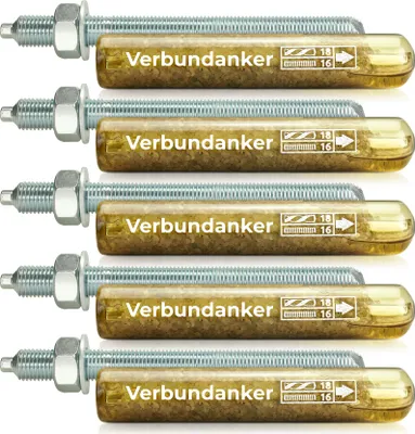 Produktbild von Isolbau Verbundanker Set - Verbundankerpatrone styrolfrei V16 + Ankerstange verzinkt M16 x 220 - ETA/ETAG Zulassung - 5 Stück