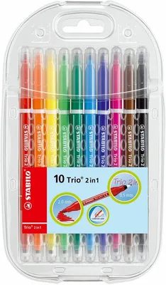 Produktbild von Fasermaler und Fineliner in einem Trio 2 in 1 Etui Swano sortiert Packung mit 12 Stück