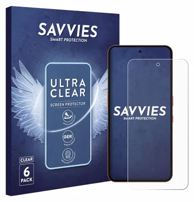 A product packaging box and a screen protector for a smartphone.