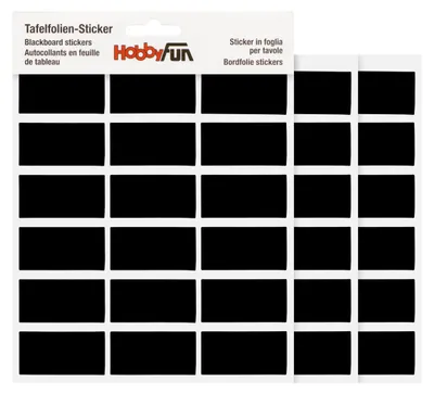 Tafelfolienaufkleber, 3 Blatt, 54 Stück, 5x2,5 cm, schwarz