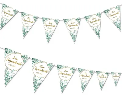 Productafbeelding van Jeugdceremonie vlaggenketting, guirlande, 2 stuks, groen en goud