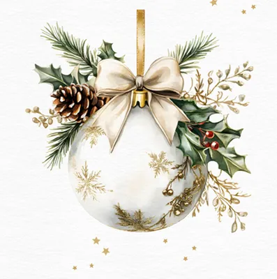 Produktbild von Servietten Papier 33x33cm 3-lagig mit Weihnachtskugel Motiv 20 Stk.