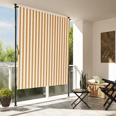 Image de vidaXL Store extérieur orange et blanc 150x270 cm Tissu et acier