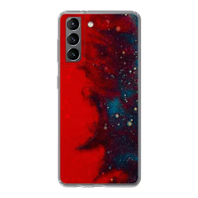 Produktbild von MuchoWow® Handyhülle Schutzhülle Hülle für Samsung Galaxy S21 Tinte - abstrakt - rot - blau Silikon Softcase Handy Hülle - Softcase