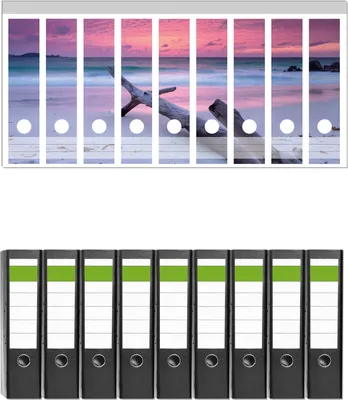 Produktbild von Wallario 9 Stück breite Ordner inkl. Klebeetiketten mit Motive Abendhimmel bei Sonnenuntergang -  Set mit Rückenschildern / Ordnerrücken Stickern