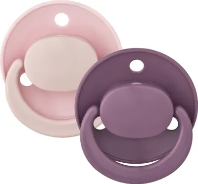 Produktbild von 2 Stück Baby Nova Schnuller Beruhigungssauger Silikon Runde Kirsch Form 0-24M(Rosa/Lila)