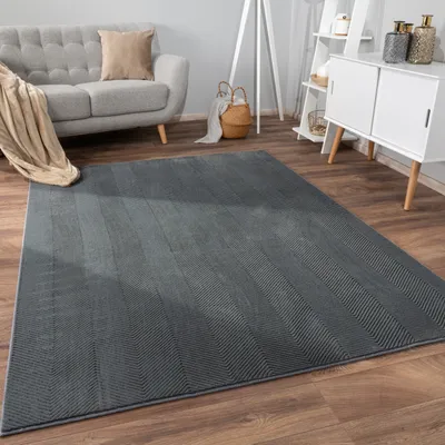 Produktbild von Teppich Wohnzimmer Kurzflor Rutschfest Skandi Boho Design Einfarbig Geometrisch Grösse 120x160 cm
