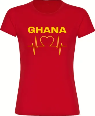 Produktbild von multifanshop Damen T-Shirt - Ghana - Herzschlag, rot, Größe XL