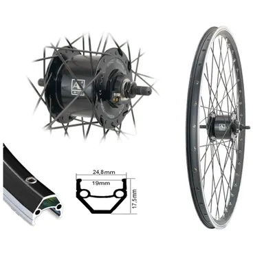 Produktbild von V-Rad 28'' CUT19 Schwarz Anlun Nabendynamo schwarz Mutter Speichen schwarz 19-622