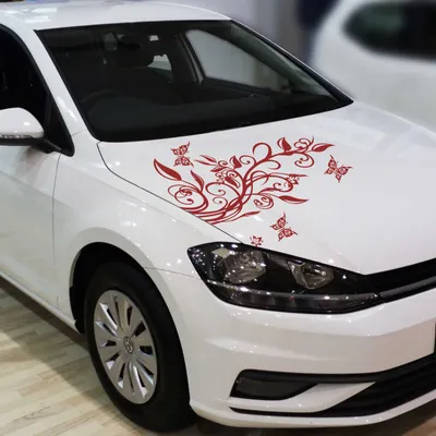 Produktbild von Aufkleber - Blumenranke Autoaufkleber + 3 Schmetterlinge 77cm x 50cm dunkelrot - Tuning Carystyling Heckscheibe Auto