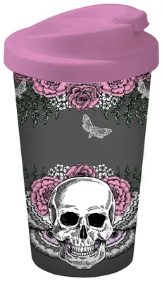 Productafbeelding van Koffiebeker "To Go", model "Lady Skull", 400 ml
