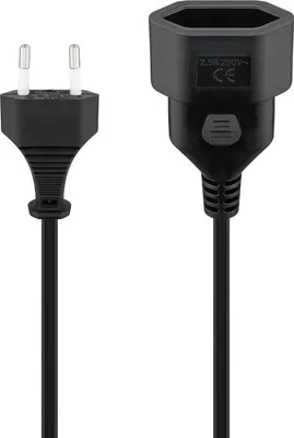 Image de Goobay 51355 Rallonge Euro, 2 m, noir, 2 m - Prise Euro (type C, CEE 7/16) > Prise Euro (type C, CEE 7/16)