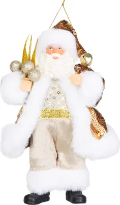 Image de Décoration MagicHome Noël, père Noël, textile, doré, 6x11x18 cm