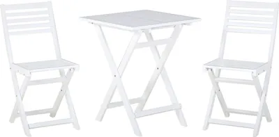 Produktbild von BELIANI Balkonset weiß Akazienholz 2 Personen
