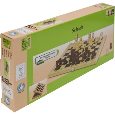Productafbeelding van Natural Games, handgemaakte schaakfiguren, schaakbord in een doos, licht, 29 x 29 cm