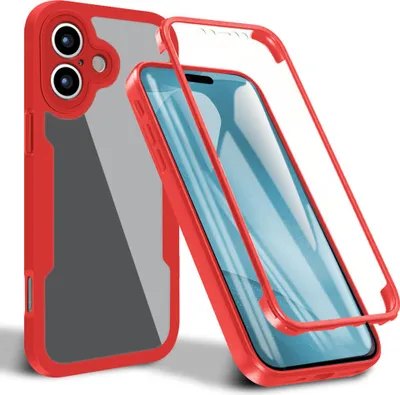 Produktbild von Schutzhülle für iPhone 17, Eingebautem Displayschutz 360 Grad Komplettschutz Handyhülle Rot