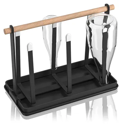 Flaschen-Abtropfständer für 6 Flaschen, Metall, schwarz