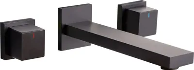 Produktbild von BELIANI Wandarmatur für Waschbecken schwarz Messing 3 Löcher Doppelhebel