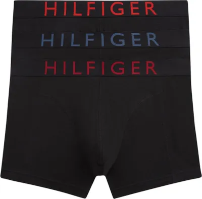 Produktbild von Tommy Hilfiger Herren 3er Pack Boxershorts Trunks mit Logobund, Schwarz (Fre Rd/