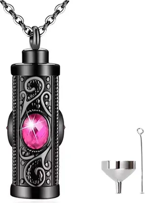 Immagine prodotto di Collana portacenere con catena di 55 cm per ceneri, capelli o profumo - gioielli commemorativi in rosa magico