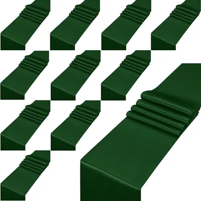 Imagen del producto de TRANKIELO® - 12 manteles individuales de satén, 30 cm x 275 cm, color verde suave. Perfectos para bodas y decoración de fiestas