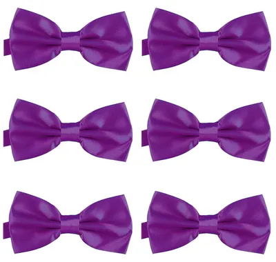 Produktbild von 6er Set DonDon Herren Fliege 12 x 6 cm gebunden und längenverstellbar lila