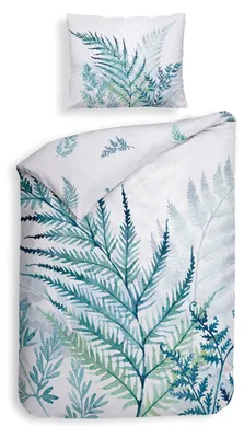 Productafbeelding van Heckettlane dekbedovertrek - 135x200 cm – 100% katoen-dobby – Hoogwaardige beddengoed met motief – Zacht – Ademend en huidvriendelijk – Inclusief kussensloop van 80x80 cm – Wit