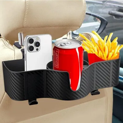 Immagine prodotto di Organizer 3 in 1 da fissare al poggiatesta dell'auto - Supporto per sedili posteriori da 3,7 pollici - con ganci