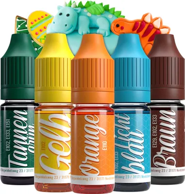 Produktbild von Belissia Lebensmittelfarbe Set Dino – 5x10ml flüssig & hochkonzentriert – Lebensmittelechte Speisefarbe zum Backen, Kochen, Fondant & DIY - vegan