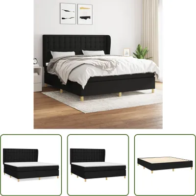 Zdjęcie produktu dla The Living Store Łóżko sprężynowe z materacem czarne 160x200 cm tkanina