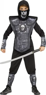 Produktbild von Skull Ninja Kinder Kostüm für kleine Schattenkrieger Größe: L