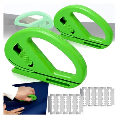 Produktbild von 2 Stück Geschenkpapierschneider mit 10 Ersatzklingen, Mini Papierschneider für Geschenkverpackungen (Grün)