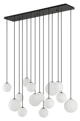 Productafbeelding van 14-lichts hanglamp Snowball zwart met wit glas