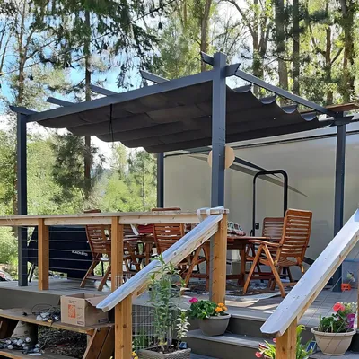 Produktbild von PURPLE LEAF Aluminium Pergola 3 x 4 m Wasserdicht Stabil Winterfest, Garten Pavillon mit Sonnenschutz uberdachung, UV-Schutz, Grau