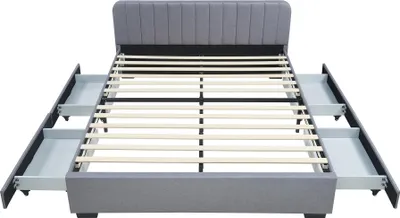 Produktbild von Polsterbett 'Nofrenna' Doppelbett mit 4 Schubladen 140 x 200 cm Leinen Grau