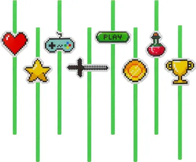 Produktbild von 8 Trinkhalme "Game On" Gaming Party