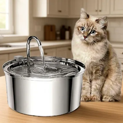 Produktbild von Edelstahl Haustier Wasser Feeder Katze Automatische Brunnen USB Elektrische