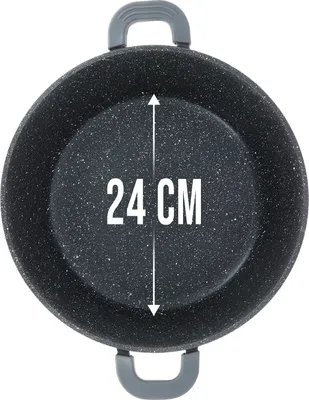 Produktbild von Cheffinger, Induktionstopf mit Antihaftbeschichtung Marmoreffekt 24cm mit Deckel, Schwarz