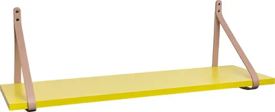 Produktbild von ABRATO® Wandregal Zitronengras 60x25x1,8 cm Schweberegal mit Ledergurten Aufhängung Beige