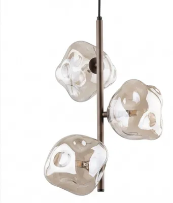 Produktbild von Pendelleuchte Metall Rauchglas G9 29 cm breit H: max. 90 cm Braun Cognac 3-flammig Modern Hängelampe, KI-generiertes Bild