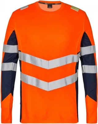 Produktbild von F. Engel Safety Langarm-Shirt, Orange/Blue ink, Gr. L