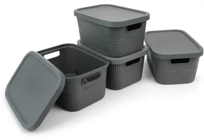 Obrázok produktu pre 4 kusy úložných boxov s vekom - 3,5 litra, plastové koše, vhodné na stohovanie