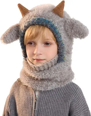 Produktbild von Kinder-Sturmmaske in Grau - Mit Schaf-Design & Felloptik