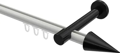 Produktbild von Interdeco Innenlaufstange / Gardinenstange mit Innenlauf Weiß / Schwarz, Typ Prestige Savio (Kegel), 20 mm Ø 1-läufig, 140 cm