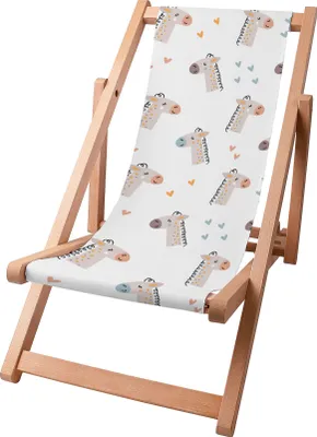 Immagine prodotto di Sdraio per bambini Dreamroots pieghevole in legno, fino a 130 kg, sdraio pieghevole con regolazione dell'inclinazione dello schienale a 3 livelli, Cute Giraffe