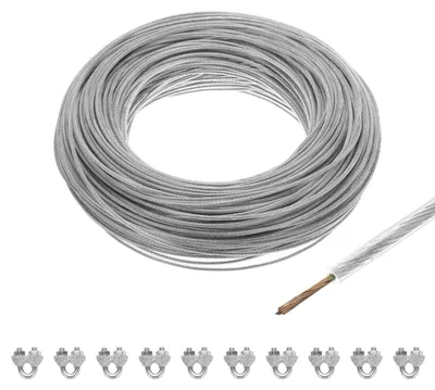 Image de Câble en acier galvanisé de 2 mm avec revêtement PVC - 100 mètres, idéal pour l'éclairage et les projets de jardin